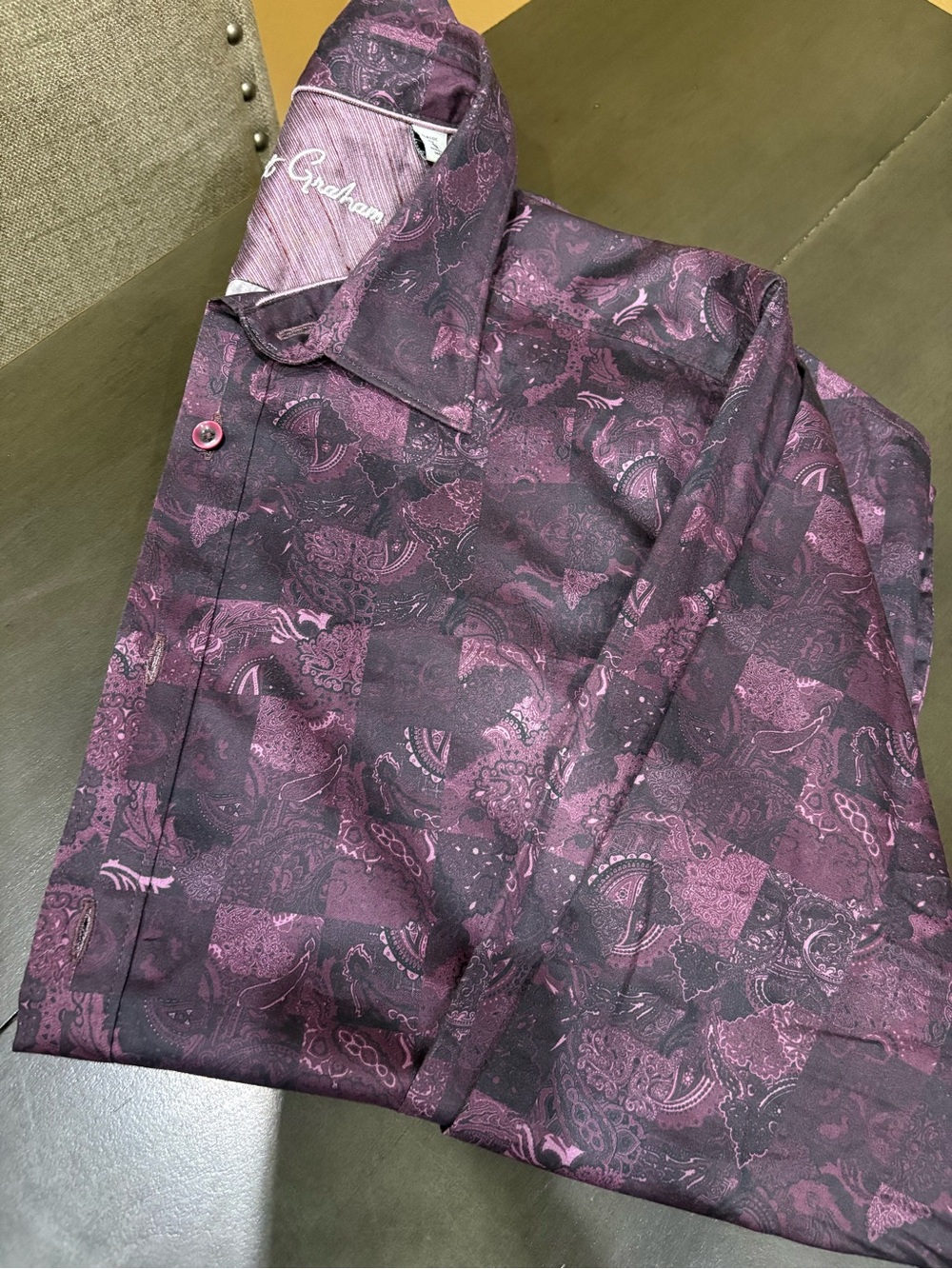 Robert Graham Men's Purple Paisley Button-Up Shirt - Picture 3 of 8